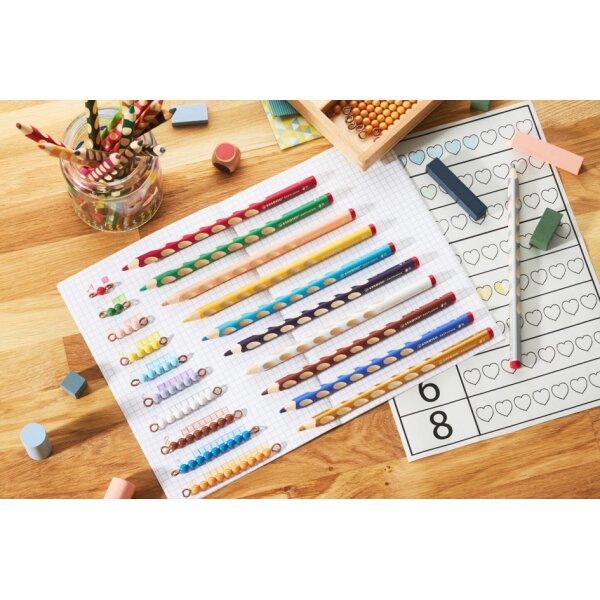 STABILO Crayon de couleur EASYcolors, pour droitiers, bleu