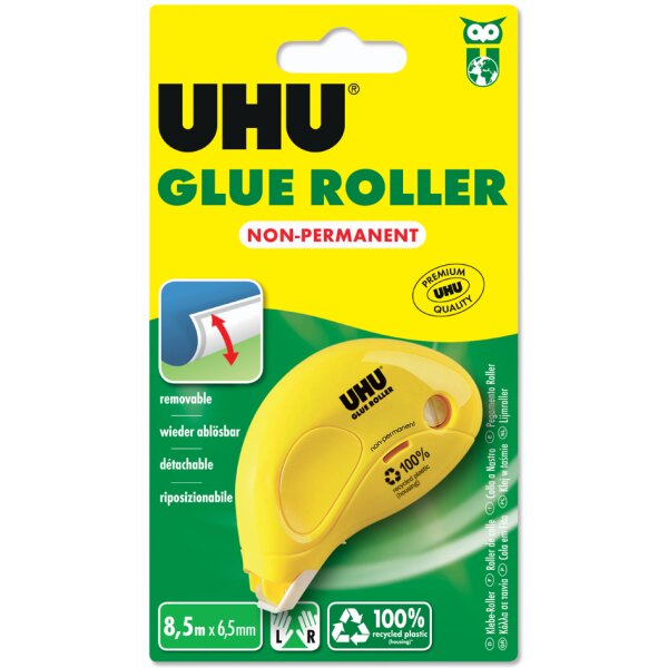 UHU Roller de colle Dry & Clean Roller, non permanent