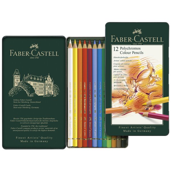 FABER-CASTELL Buntstifte POLYCHROMOS, 12er Metalletui