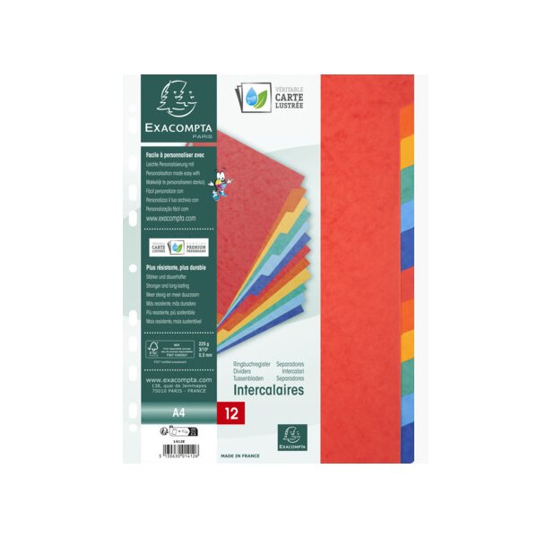 EXACOMPTA Intercalaires en carton, A4, 12 touches