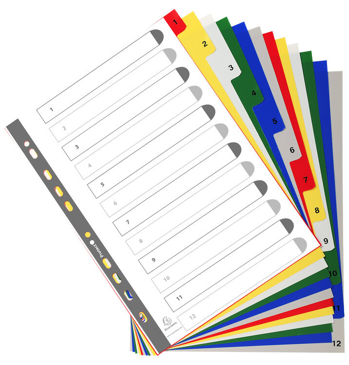 EXACOMPTA Kunststoff-Register, Zahlen, DIN A4+, 12-teilig