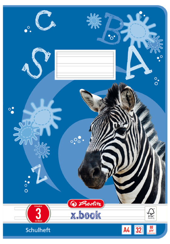 herlitz Cahier x.book, A4, lin&eacute;ature 3 / lign&eacute;