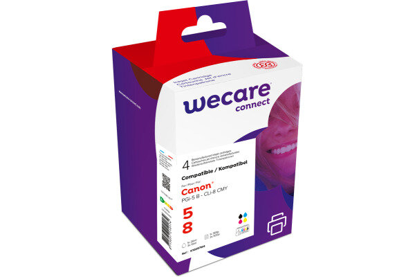 WECARE Multipack rebuilt BKCMY PGI5/CLI8WE p.Canon PIXMA iP5200 26/3x13ml