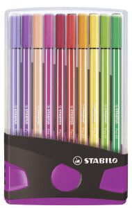STABILO Stylo feutre Pen 68, ColorParade de 20, gris/rose