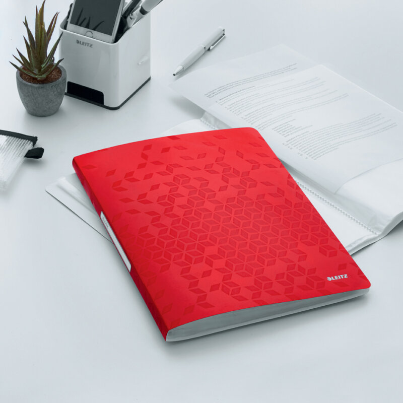 LEITZ Prot&egrave;ge-documents WOW, A4, PP, 20 pochettes, blanc