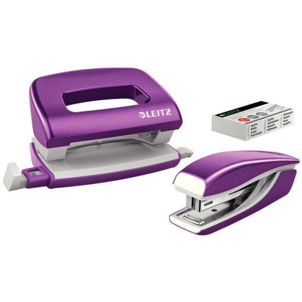LEITZ Kit mini agrafeuse et perforateur Nexxt WOW, noir