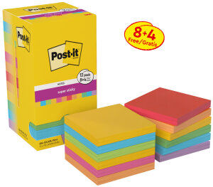 Post-it Haftnotizen super sticky notes, 76 x 76 mm, 21+3