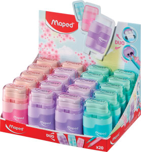Maped Radierer-Spitzer-Kombi Connect Duo PASTEL,20er Display