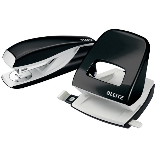 LEITZ Agrafeuse & perforateur Nexxt WOW, noir métallisé