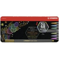 STABILO Feutre Pen 68 metallic, étui en métal de 8