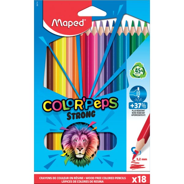 Maped Crayon de couleur COLORPEPS STRONG, étui carton de 12