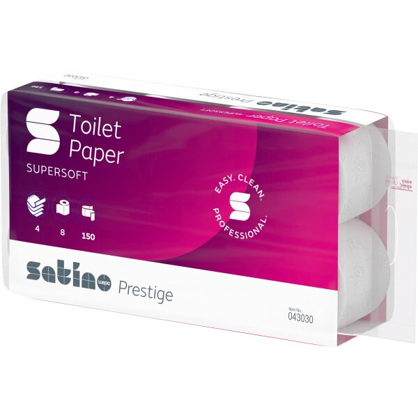 SATINO Papier de toilette Prestige 2078393 4 plis, 8 roul., blanc