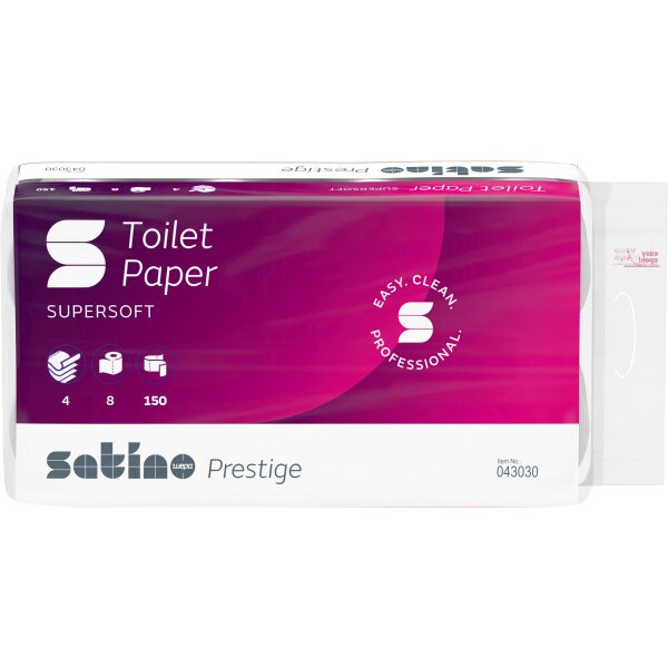 SATINO Papier de toilette Prestige 2078393 4 plis, 8 roul., blanc