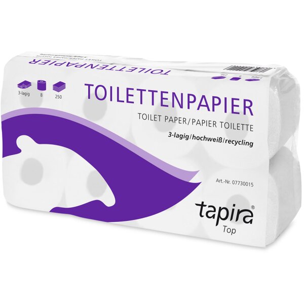 Tapira Toilettenpapier Top, 3-lagig, hochweiss