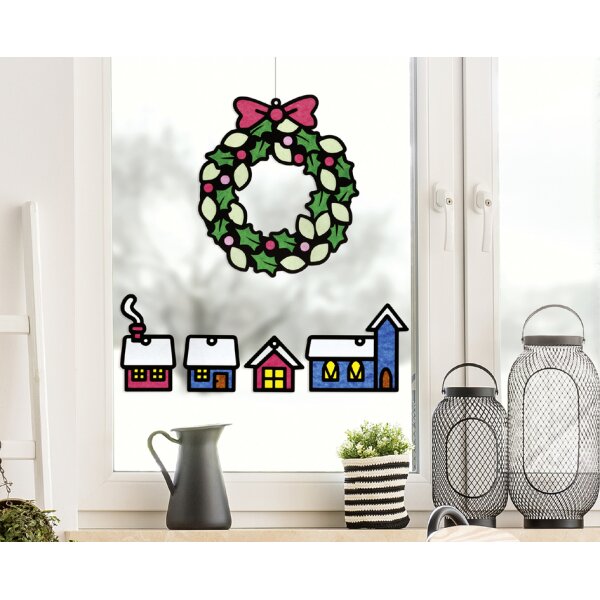 folia Fensterbilder-Bastelset "Winter", 250 x 350 mm