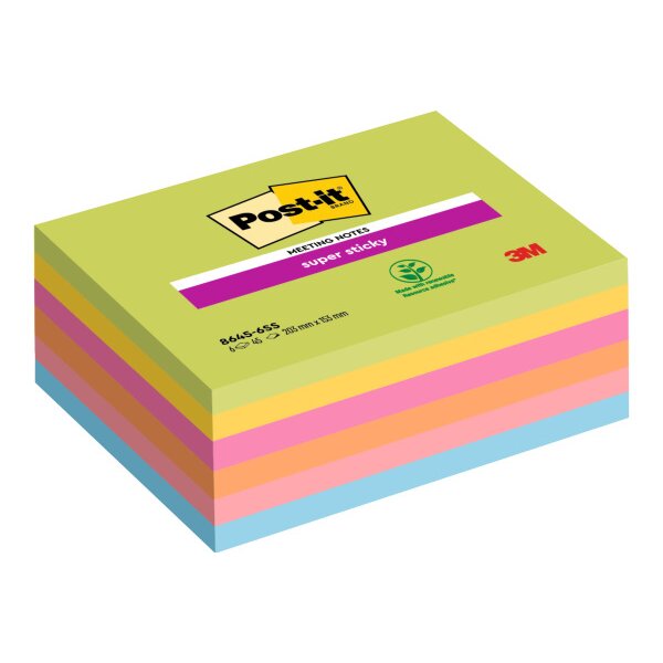 POST-IT Super Sticky Meeting 203x152mm 8645-6SS-EU 6x45 feuilles