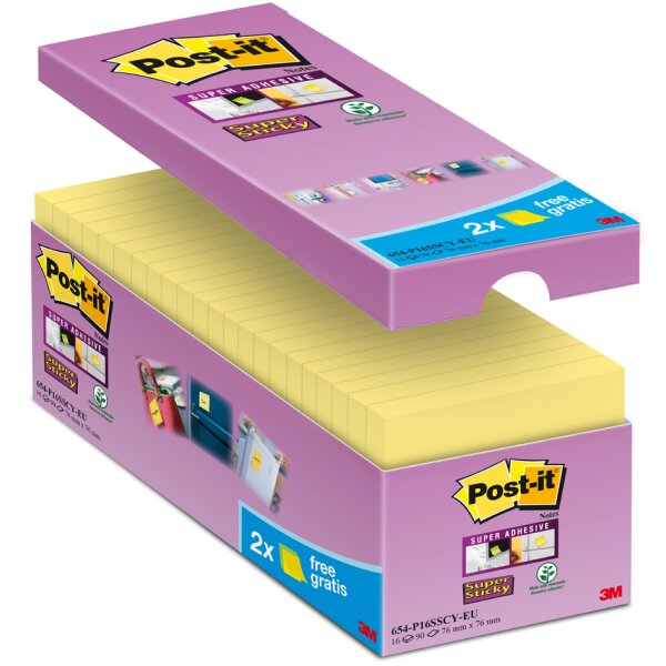 Post-it Haftnotizen super sticky notes, 127 x 76 mm, 20+4