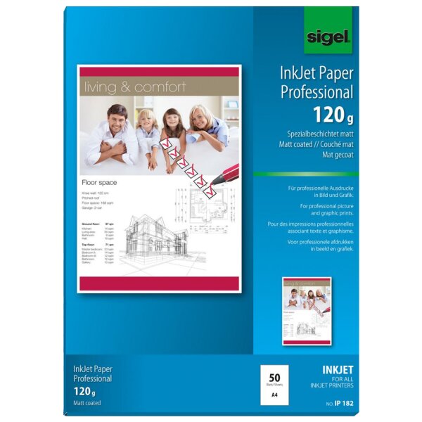 sigel Inkjet-Papier, DIN A4, 160 g qm, hochweiss, matt
