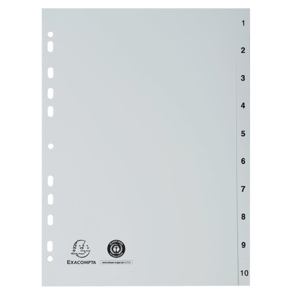 EXACOMPTA Intercalaire numérique en plastique, A4, gris