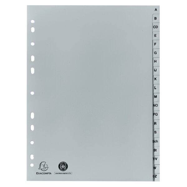 EXACOMPTA Kunststoff-Register, A-Z, DIN A4, 20-teilig