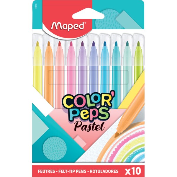 Maped Feutre COLORPEPS Pastel, &eacute;tui carton de 10