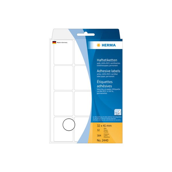 HERMA Etiketten 32×41mm 2440 weiss 384 Stück