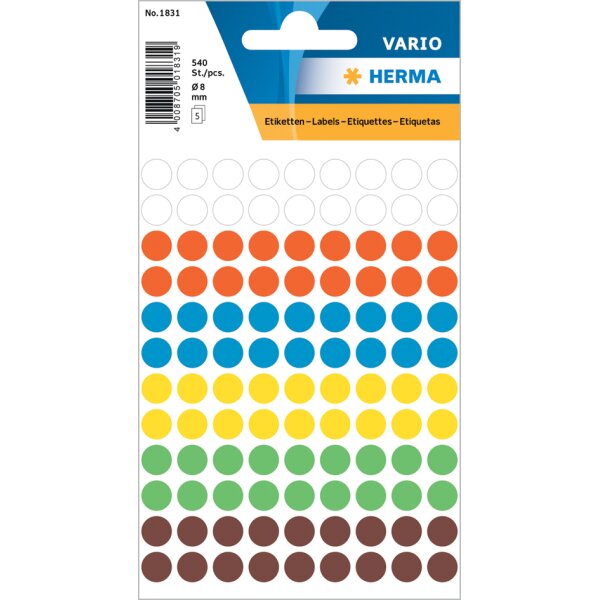 HERMA Pastille adh&eacute;sive, diam&egrave;tre: 13 mm, rouge