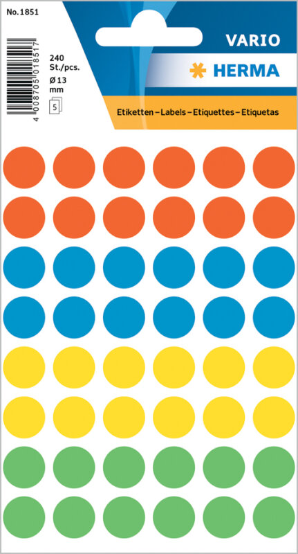 HERMA Pastille adh&eacute;sive, diam&egrave;tre: 13 mm, rouge fluo