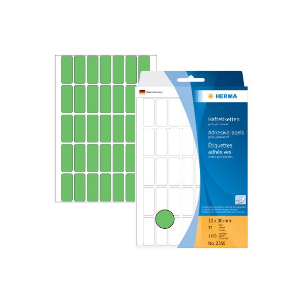 HERMA Etiquettes 12&times;30mm 2355 vert 1120 pcs.