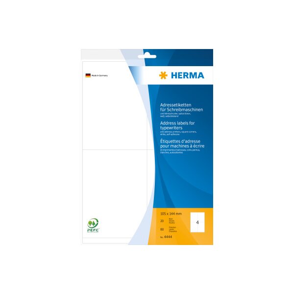 HERMA Etiquettes adress. 105×144mm 4444 blanc 80 pcs.