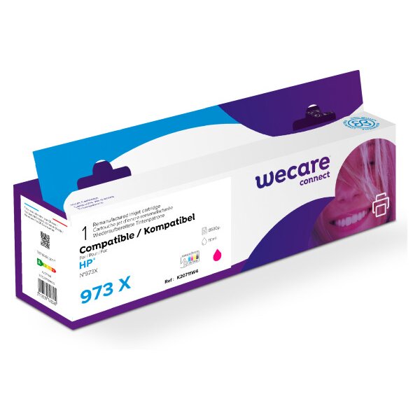 WECARE Tinte 973X rebuilt magenta F6T82AEWE zu HP PW Pro 452/477 8500 S.