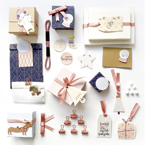 folia Weihnachts-Verpackungs-Set PASTELL, 38-teilig