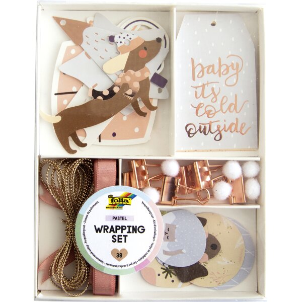 folia Weihnachts-Verpackungs-Set PASTELL, 38-teilig