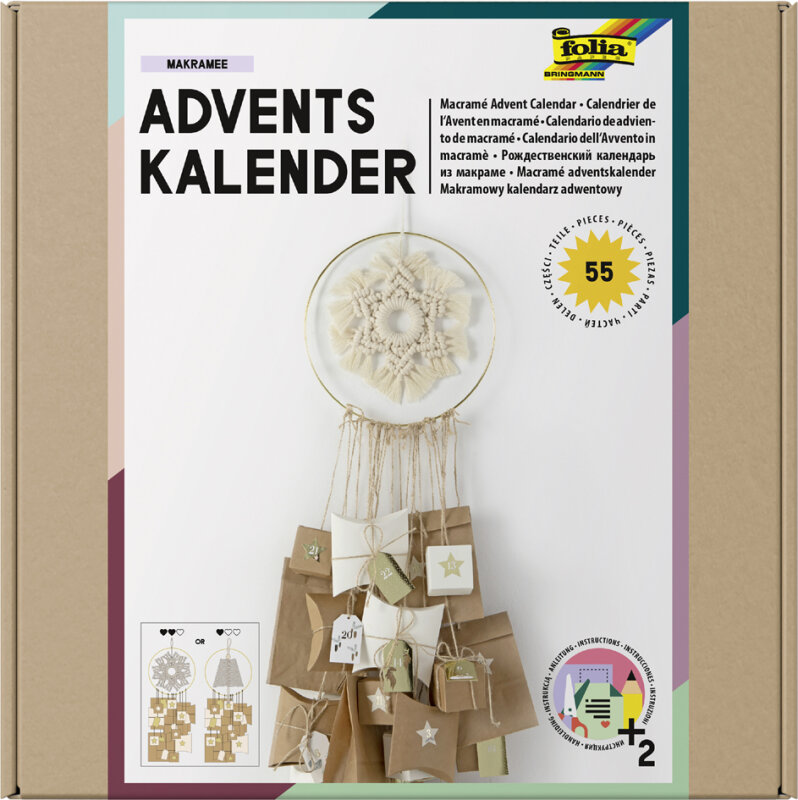 folia Kit pour calendrier de lAvent MACRAME, 55 pi&egrave;ces