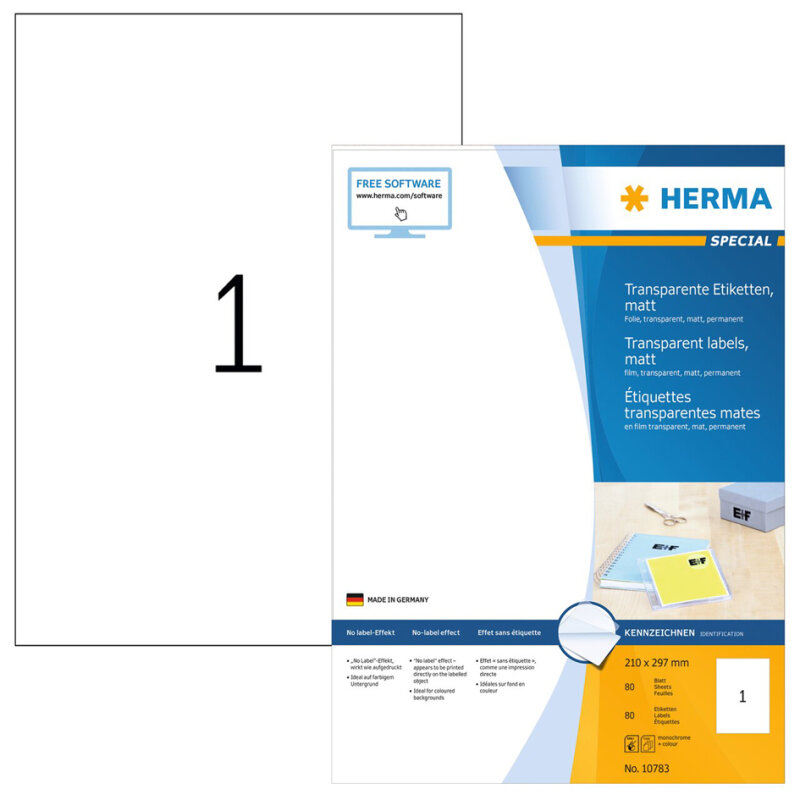 HERMA Transparente Folien-Etiketten SPECIAL, 66 x 33,8 mm