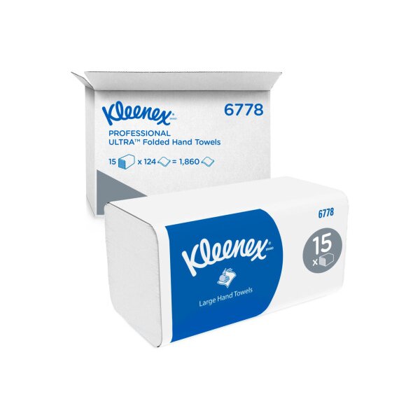 KLEENEX Falthandtuch 2lg. 21,5x31,8cm 6778 weiss, W-Falz 15x124 Blatt