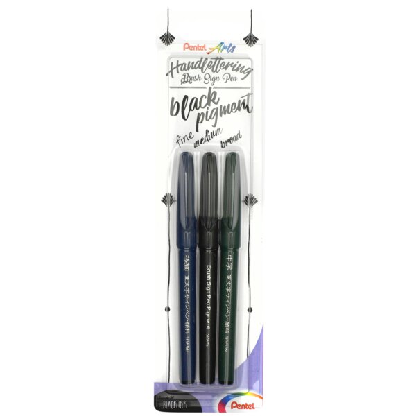 PentelArts Stylo de calligraphie Sign Pen Brush, noir