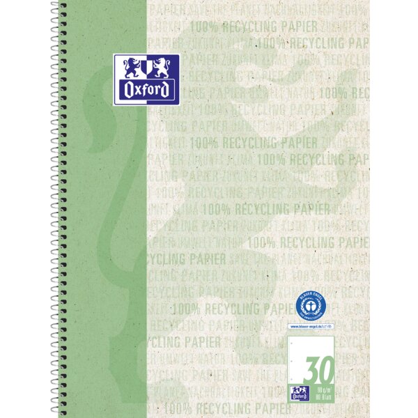 Oxford Collegeblock "Recycling", DIN A4+, 80 Blatt, kariert