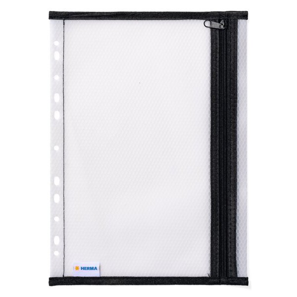 HERMA Pochette à fermeture à zip, perforée, A5, noir