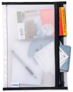 HERMA Pochette à fermeture à zip, perforée, A5, noir