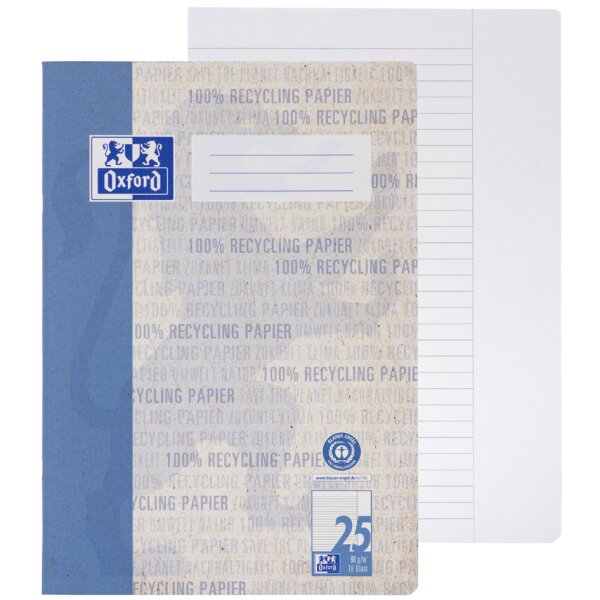 Oxford Schulheft "Recycling", DIN A4, Lineatur 25 liniert