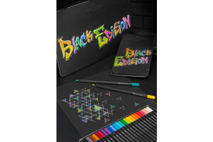 FABER-CASTELL Crayon Black Edition 116413 12 couleurs, boîte métal