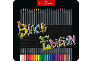 FABER-CASTELL Farbstifte Black Edition 116425 24 Farben,...