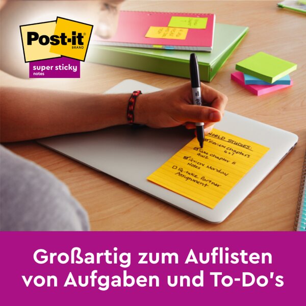Post-it Bloc-note super sticky notes, 101 x 101 mm, ligné