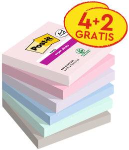 Post-it Haftnotizen super sticky notes, 76 x 76 mm, 4+2