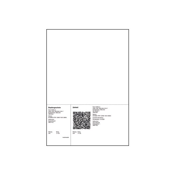 NEUTRAL Einzahlungsschein QR-Code A4 88315748 perforiert, 90g, 1000 Stück