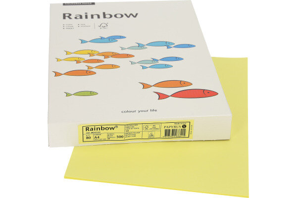 RAINBOW Papier jaune moyen/14 A4 88042320 FSC, 80g 500 feuilles