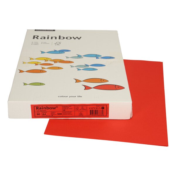 RAINBOW Papier rouge vif/28 A4 88042476 FSC, 80g 500 feuilles