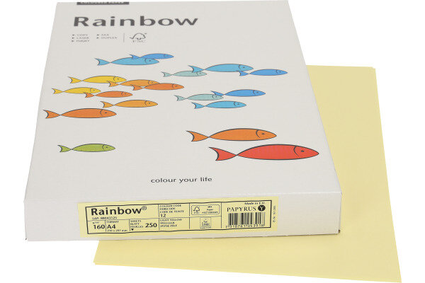 RAINBOW Papier hellgelb/12 A4 88043125 FSC, 160g 250 Blatt