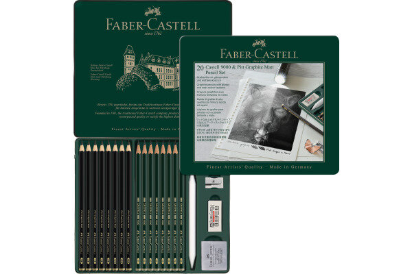FABER-CASTELL Pitt Graphite Matt &amp; Castell 115224 noir 20 pcs.